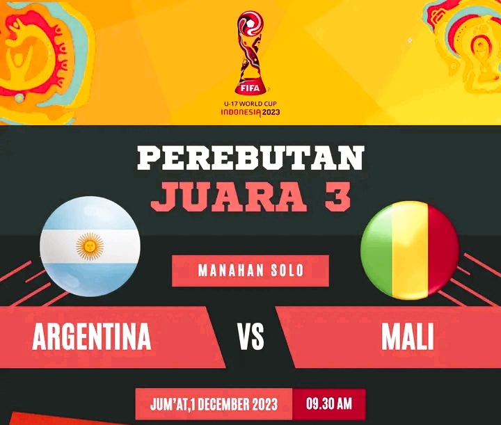 Jadwal Final Piala Dunia U17 : Perebutan Tempat Ketiga, Argentina vs Mali