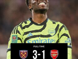 Hasil Carabao Cup : West Ham Permalukan The Gunners 3-1