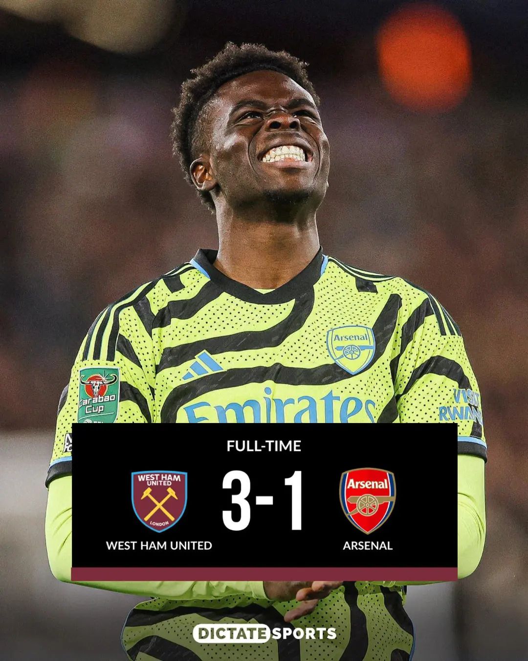 Hasil Carabao Cup : West Ham Permalukan The Gunners 3-1