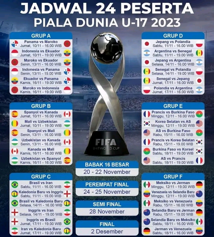 jadwal piala dunia u17 SCORE.CO.ID