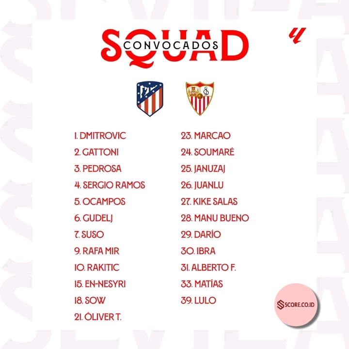 starting Line up Sevilla SCORE.CO.ID