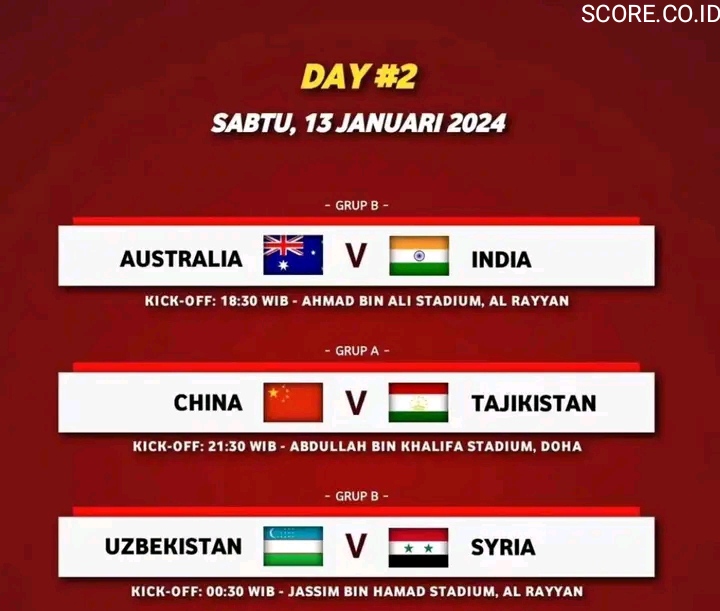 Jadwal Piala Asia Hari Ini, Sabtu 13 Januari 2024 Duel Big Match