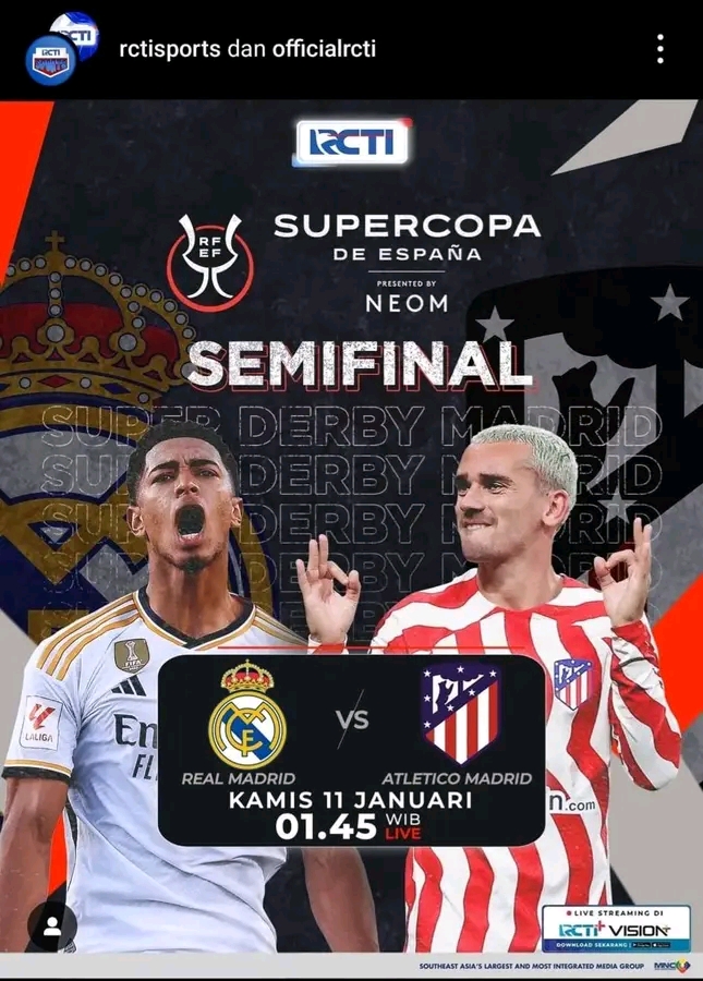 jadwal Supercopa real Madrid vs Atletico madrid SCORE.CO.ID