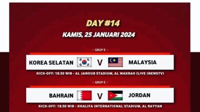 Jadwal Piala Asia Hari Ini : Laga Grup E & F Menentukan Nasib Indonesia