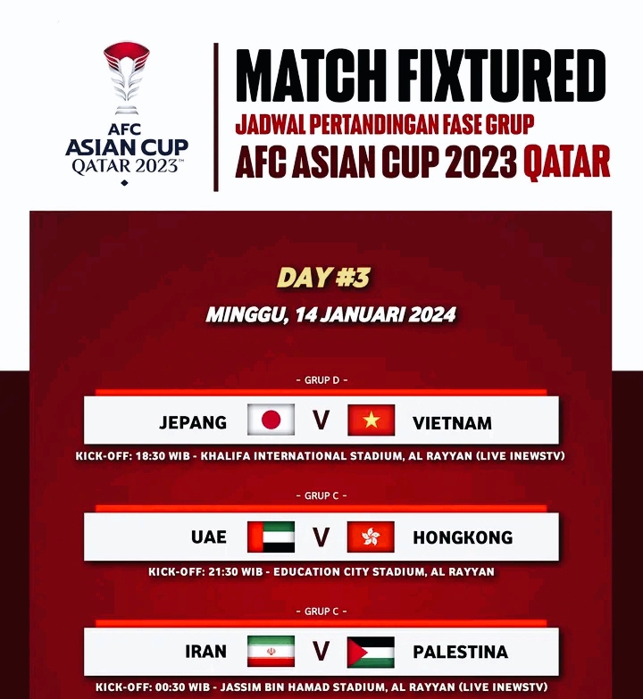 jadwal piala asia hari ini ada Jepang vs vietnam SCORE.CO.ID