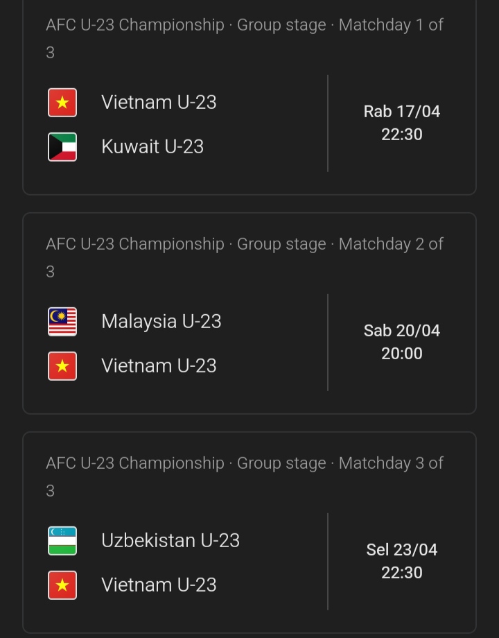 jdwal vietnam u23 SCORE.CO.ID