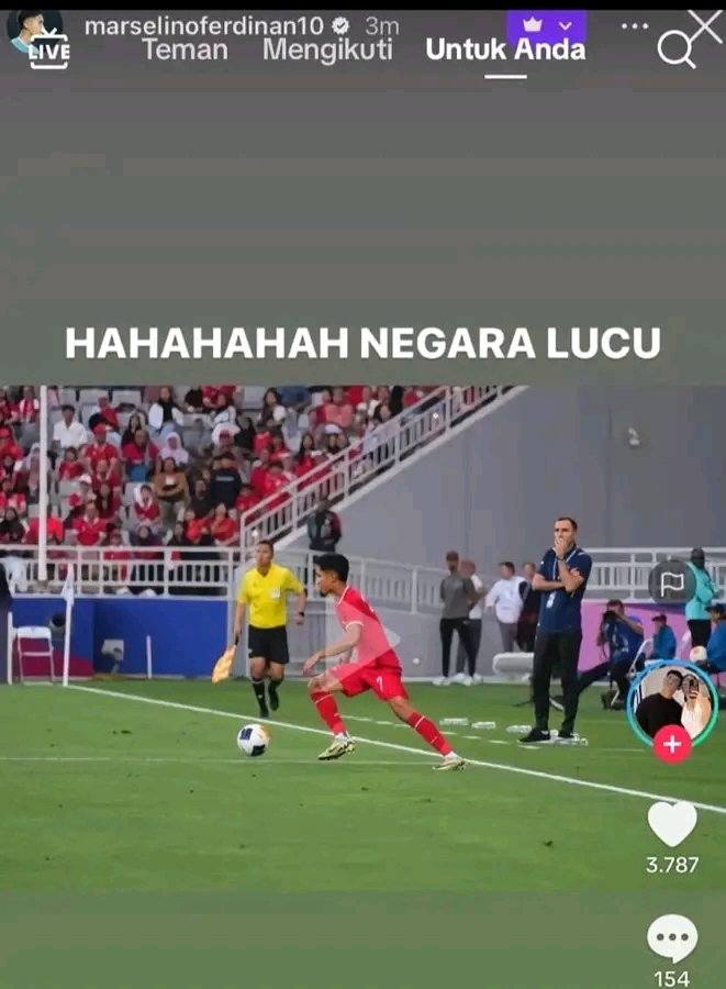 Akibat Dirujak Netizen, Marselino Sakit Hati Langsung Buat Story Instagram