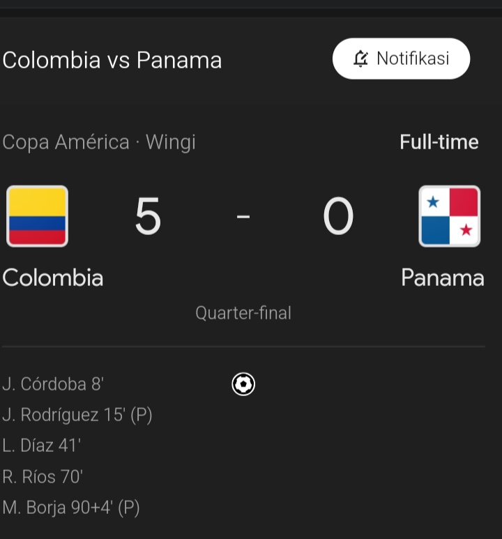 Hasil Kolombia vs kanada SCORE.CO.ID