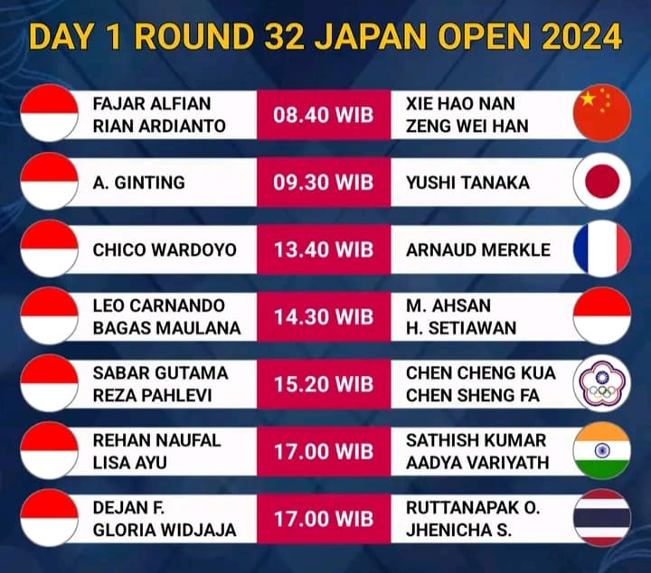 Jadwal Jepang Open 2024