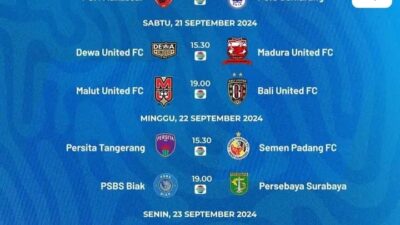 Jadwal Liga Indonesia Periode 20-22 September 2024