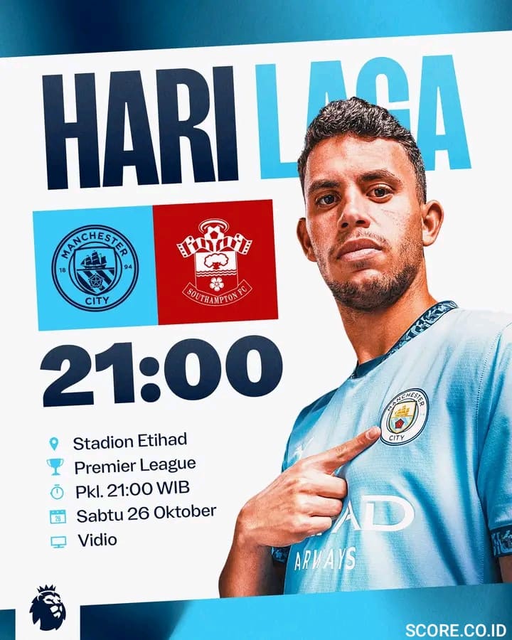 Prediksi Skor Manchester City vs Southampton Pekan ke-9 Liga Inggris