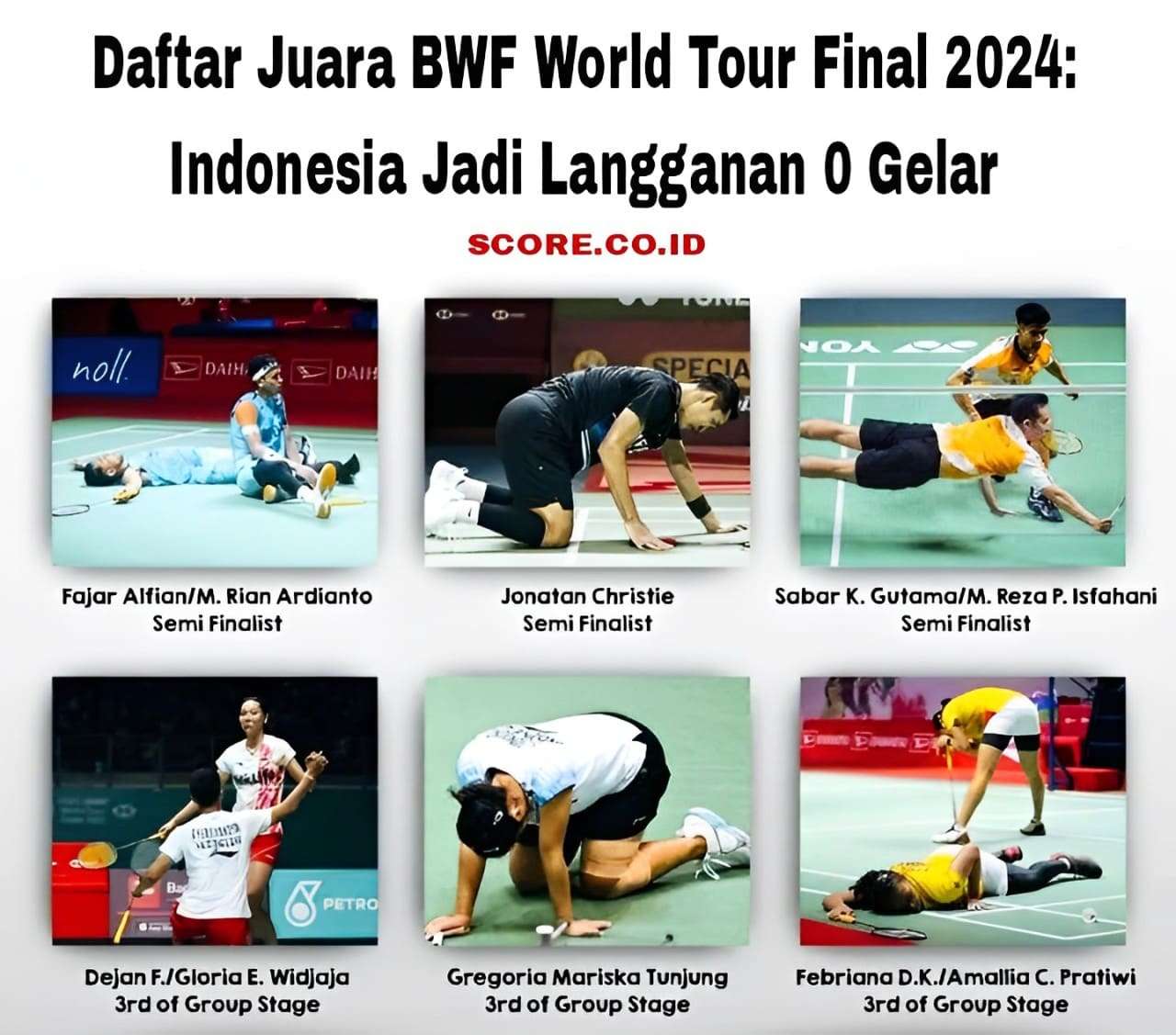 Daftar Juara BWF World Tour Final 2024: Indonesia Jadi Langganan 0 Gelar