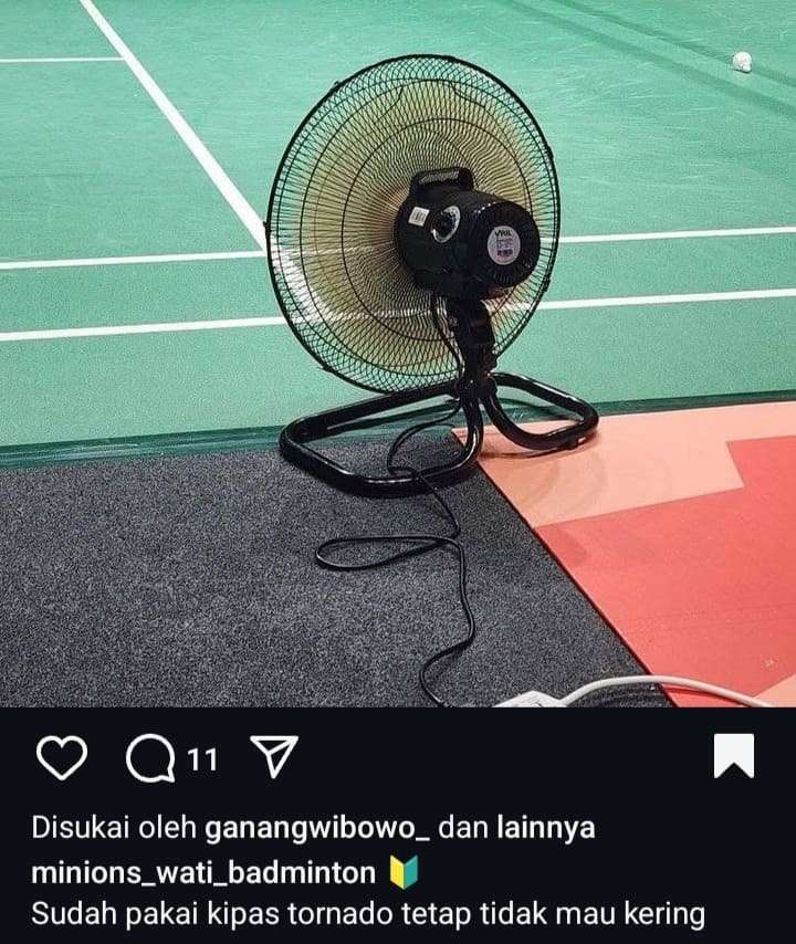 Dikutip dari laman Instagram @minions_wati_badminton tragedi kipas angin di Malaysia Open 2025