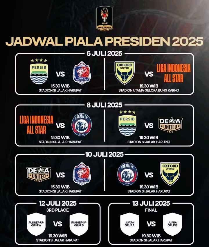 Jadwal Piala Presiden 2025