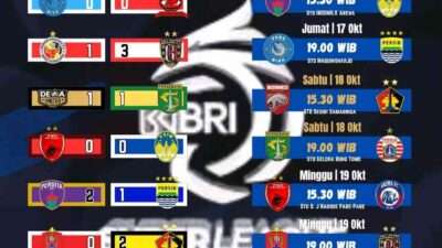 Jadwal Super League Pekan 9 untuk 16 sampai 20 Oktober 2025