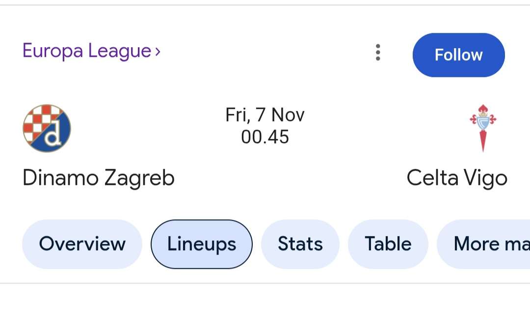 Prediksi Skor Celta Vigo vs Dinamo Zagreb Pekan ke-4 Eropa League, 7/11/2025