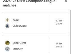 Jadwal UCL Matchday ke-7: Mulai 20 Sampai 29 Januari 2026 Mendatang