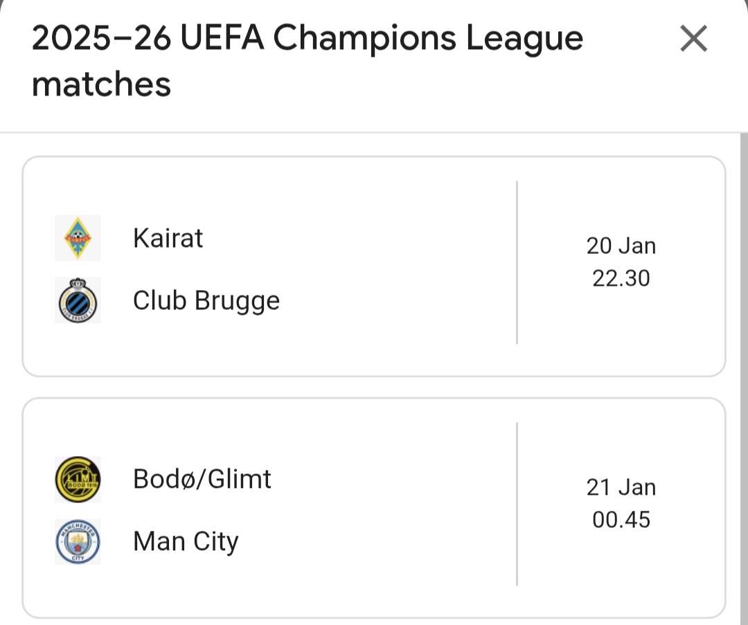 Jadwal UCL Matchday ke-7: Mulai 20 Sampai 29 Januari 2026 Mendatang