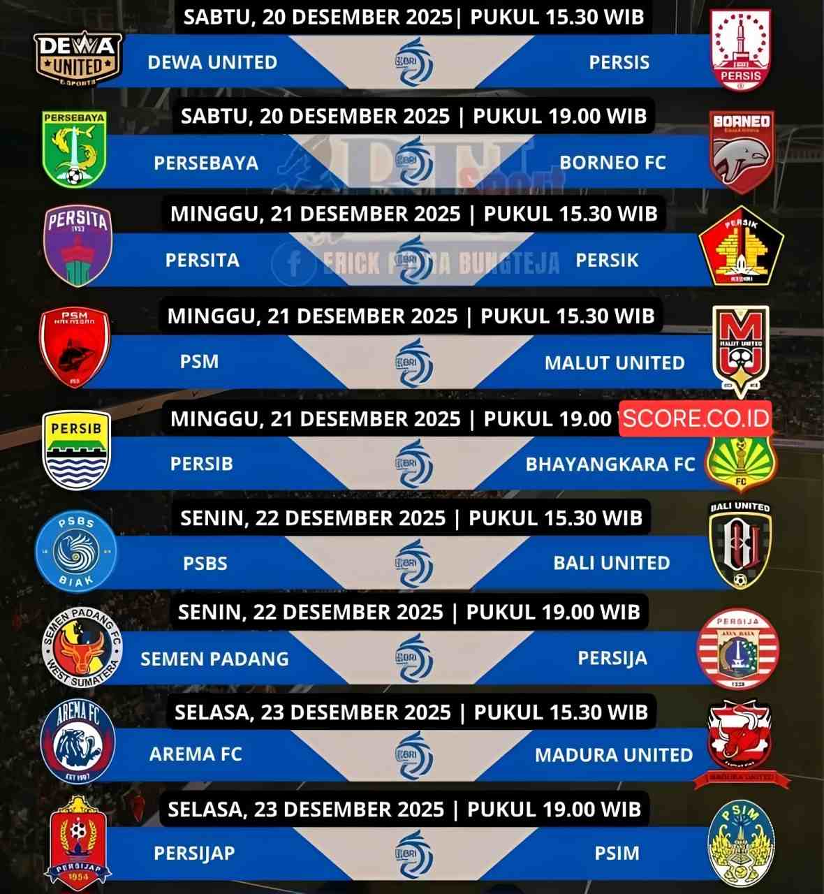 Jadwal Super League pekan 12 musim 2025/2026